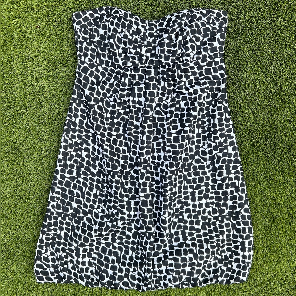 White House Black Market Strapless Silk Dotted Bubble Mini Dress Size 2